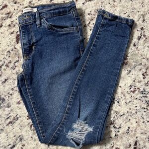 Girls, size 12 Blue Distressed Skinny Jeans
